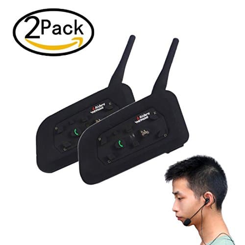 Toprui Bluetooth Intercom Communication Technical, Ear hook interphone and arm bags motorcycle helmet headset Clear Voice at sports for 6 people walkie talking (Dual)