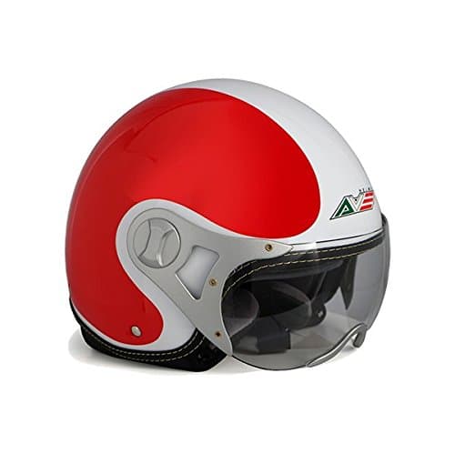 AVE A-15 Valiant Italy Open Face Motorcycle Helmet with Shield (Red, Large)