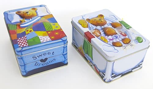 Easter cookie tins, set up to Teddy in the bath and Teddy in the bed just add your delicious cookies