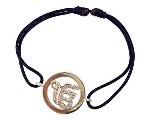 Ik Onkaar Inside Diamond 14K Gold Bracelet on Adjustable Nylon Thread