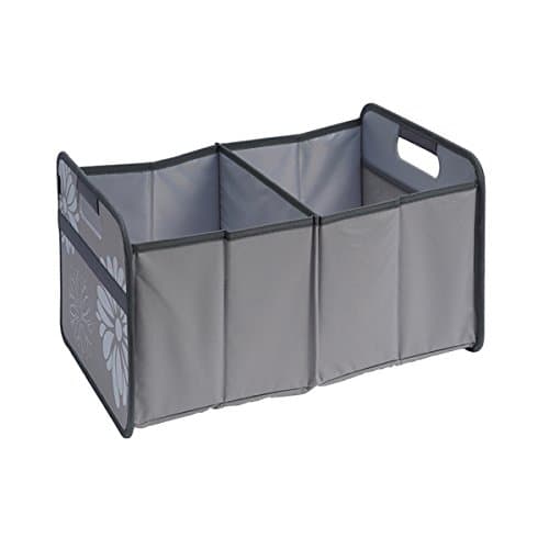 Foldable Storage Cube Basket Bin - MYKEA 30 Liter / 8 Gallon ,Storage Box for Nursery, Car, Office,Picnic and Home, in Stone Grey with Flowers To Organize and Carry Up To 65lbs