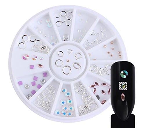 1 Box 12 Grid Various Irregular Shapes Nail Hollow Metal Patch - Ocean Style Diamond Alloy Square Shell Disc Boxed (Style C#)