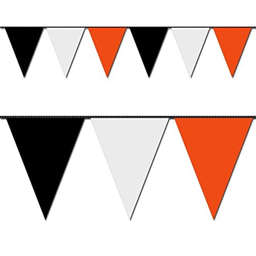 Black, White and Orange Triangle Pennant Flag 100 Ft.