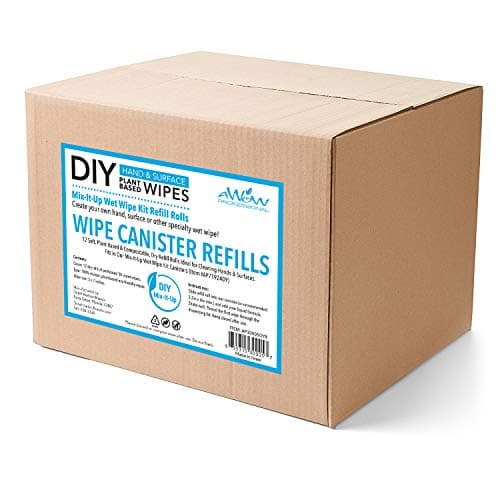 AWOW Professional DIY Hand & Surface, 12 50ct Refill Perforated Dry Wipe Rolls for Canisters, 600 Compostable Wipes