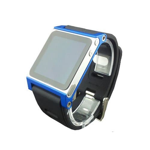 Multi-Touch Aluminum Watch Band Cover Case for Apple iPod Nano 6th Generation 8GB 16GB;Hand Strap for iPod Nano 6G(Blue)