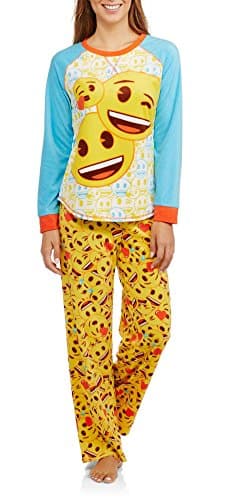 Ladies' emoji Microfleece PJ Set (2X 18W-20W, multi)