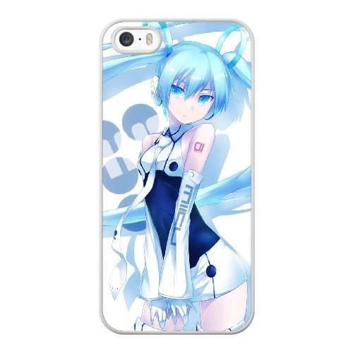 ZAE Made Phone Case with Free Screen Protector [Tempered Glass] Hatsune Miku Cover White Case for iPhone 5 5S SE BBF-56954