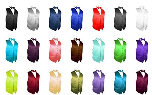 Exclusive Distributor Solid Dress Vest & Bow Tie Set for Suit or Tuxedo