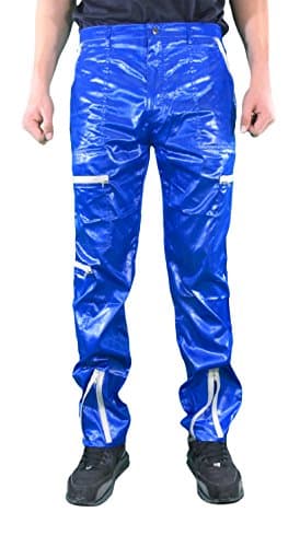 Countdown Shiny Nylon 80s Parachute Pants (Exactly 42", Blue)
