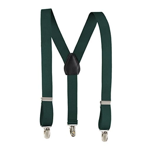 Fit Rite Kids and Baby Adjustable Elastic Solid Colors Unisex Children Suspenders (30 Inched (8yrs. - to 5 feet tall), Hunter Green)