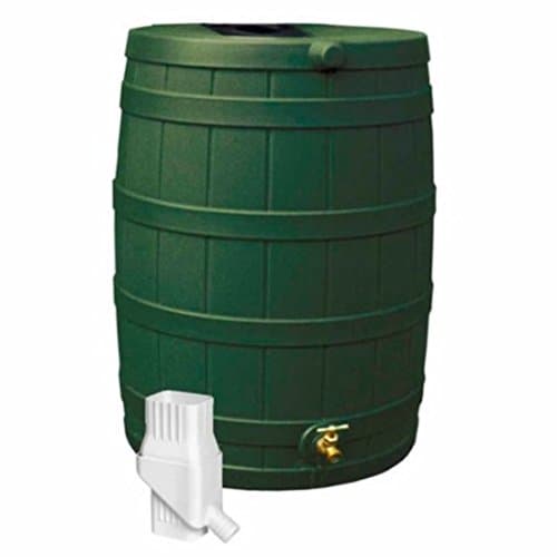 Green Flat Back Design 50 Gallon Rain Water Barrel With Diverter Kit