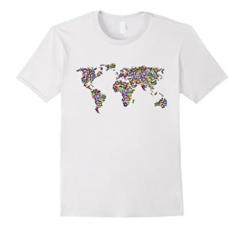 Mens Awesome World Map Butterfly Style Gift Tshirt Large White