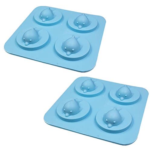 Food Grade Ice Cube Trays Silicone Baking Chocolate Molds Dolphin 2 Packs Blue