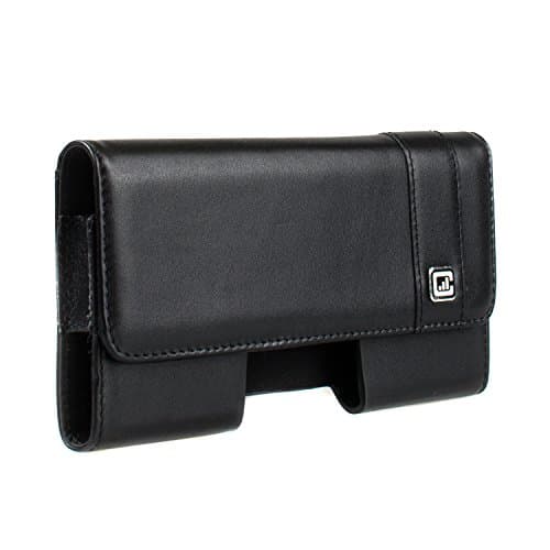 [Gorilla Clip] CASE123 MPS MK II TL Genuine Leather Horizontal Oversized Swivel Belt Clip Holster for Apple iPhone X for use Otterbox Commuter, Symmetry, and Rugged Cases - Black Cowhide