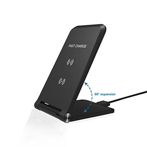 Wireless Charger,Foldable Smart Control 5W 7.5W 10W Qi Certified Fast Wireless Charger for iPhone X/8/8 Plus Galaxy S9/S9 Plus Note 8/5 S8/S8 Plus S7/S7 Edge S6 Edge Plus etc(No AC Adapte)