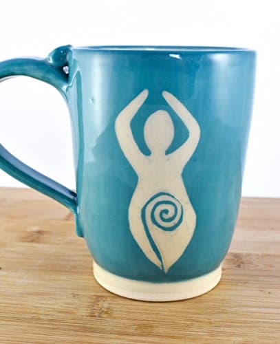 Goddess Coffee Tea Mug - in light Blue - Handthrown Ceramic Mug holds 12 oz.