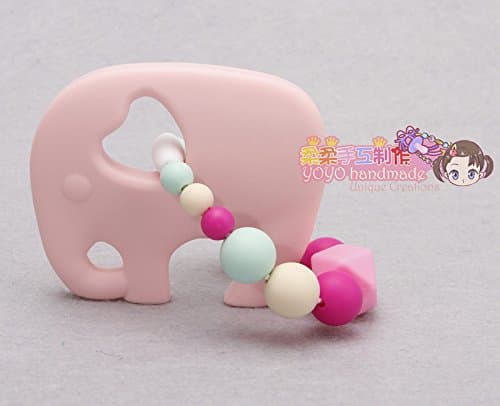 MIYOCAR Silicone pink Elephant beads Teething Ring baby teether Handmade FDA Food Grade silicone teether toy chewable teether