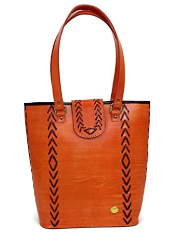 Tarini Women's Shoulder Tote Leather Boho One Size Orange