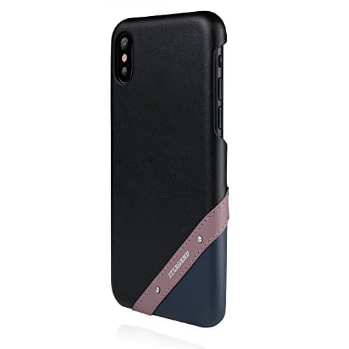 JTLEGEND Exquisite fashionable style iPhone Dolce Cowhide Leather Back Case for Apple iPhone X - Burgundy Black