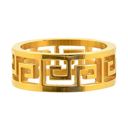 Zenzii Greek Keys Ring, Goldtone Size 7