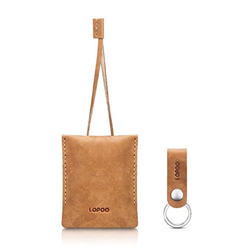 LOPOO Key Case Genuine Leather Key Ring Premium Leather Car Key Holder Bag Leather Key Chain Key Ring Portable Key Pouch (Brown)