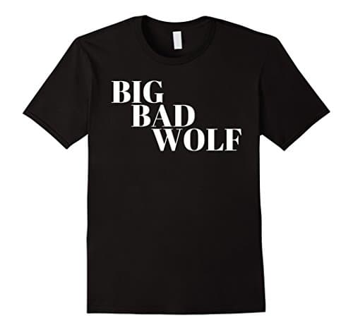 Mens Big Bad Wolf White Tee T-shirt Large Black