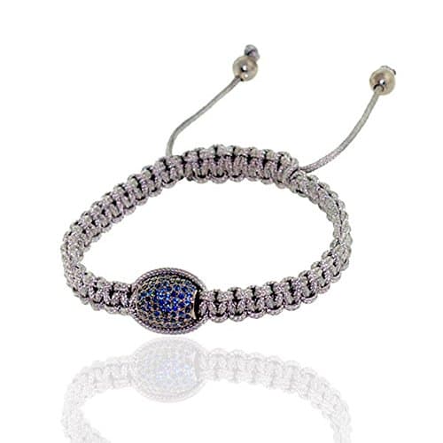 Sterling Silver Blue Sapphire Bead Handmade Macrame Bracelet