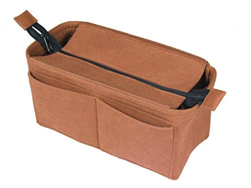 [Fits Various Bags, L.V Her.mes Long.champ Go.yard] Felt Tote Organizer (w/ Top Zipper), Purse Insert, Cosmetic Makeup Diaper Handbag, Belongings Pocket