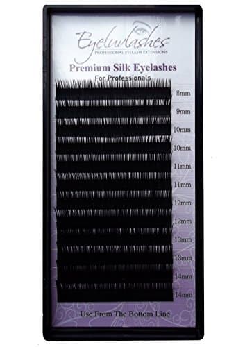 Silk Individual Eyelash Extension Tray J CURL 0.30mm Thickness (super thick) x 8-14mm Mix Lengths for Individual Eyelash Extensions EYELUVLASHES by Eyeluvlashes