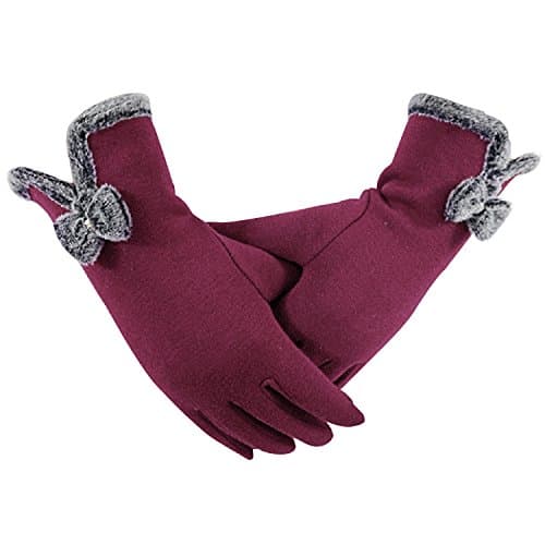 Womens Running Touchscreen Winter Warm Gloves,iPhone Gloves, Texting Gloves for Smartphones (one size, Wine Red 2)