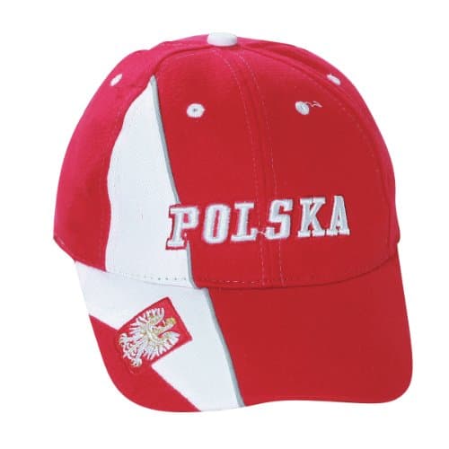 Polish Apparel Red Baseball Cap - Polska, Eagle on Brim