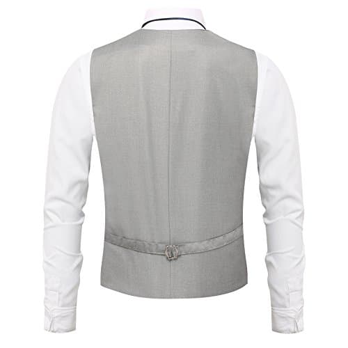 Spinty Men's Slim Solid Color Double Breasted Suit Vest