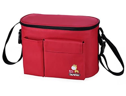 FUNTASY Collection Diaper Bag Waterproof Smart Organizer Pack with Changing Pad and Portable Insulated Bottle Pocket (red)