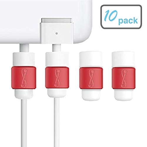LimitStyle Charging Cord Saver Protector for MagSafe (for MacBook Pro and MacBook Air - Protective for Apple Macbook power Cables (Red, 10 Pack)