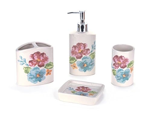 Elegant 4 Piece Bathroom Accessory Set - Toothbrush Holder, Soap Dispenser, Tumbler, and Soap Dish