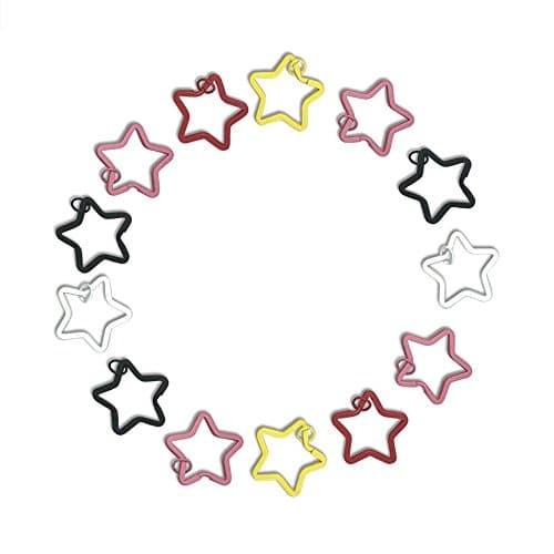 LEAFBABY 1 Inch Metal Star Pentagon Split Key Ring Keychain Key Holders Assorted Colors Pack of 50