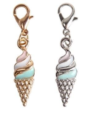 Contains Two Ice Cream Float Charms Enamel Charms (1 Silver &amp; 1 Gold Color) - Embellish Your Purse, Also for DIY Arts &amp; Craft Charm, Pendant, Backpack, Keychain, Unique KandyCharmz