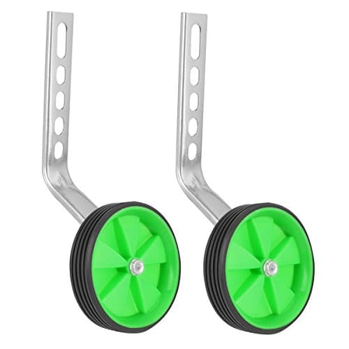 Herbalcandybox 1 Pair 4.33 Inch Kids Bicycle Training Replacement Wheels With Mounting Bracket for 12-20 Inch Kids Bike, Green01