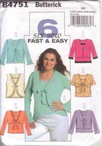 Butterick 6 Six Sew Fast & Easy Sewing Pattern B4751, Womens Shrug and Camisole, US Sizes RR (18w-20w-22w-24w) Bust Sizes 102,107,112,117cms 40,42,44,46"