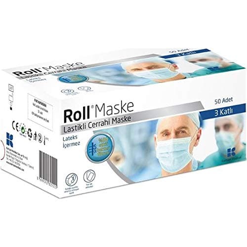 ROLL MASK 50 PCS Disposable 3 LAYER Masks Breathable Dust Filter Mouth Cover Blocking Dust Air Pollution Protection with Elastic Ear Loop Latex-Free Non-Woven