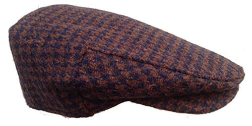 Made in USA Flat Ivy Scally Cap - Brown Houndstooth Harris Tweed by Mac Belford-XXL