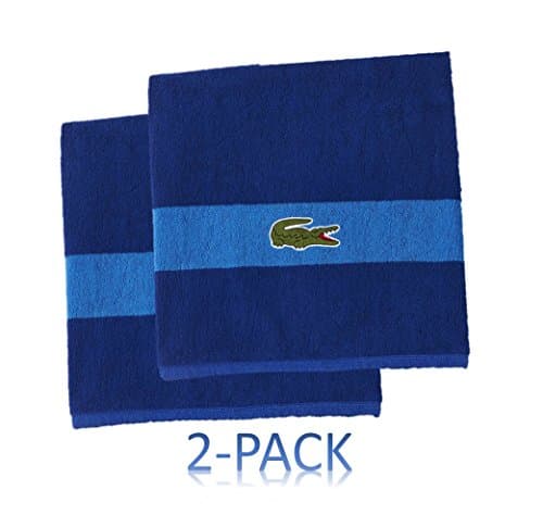 Lacoste Croc 100% Cotton Bath Towels (Bath Sheet) (Surf Blue Bath Towel Sheet (2 Pack))