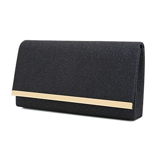 Charming Tailor Evening Clutch Glitzy Dusty Glitter Envelope Bag with Metal Trim Flap