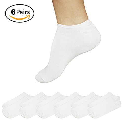 White No Show Socks, Natural Highest Grade Cotton, by Element Socks, 6 Pairs