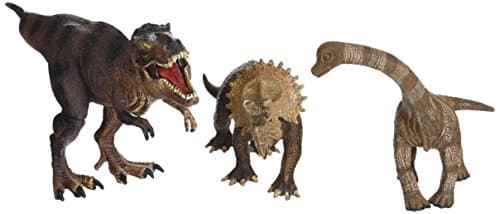 Kids Imaginative Dinosaurs Small & Large Plastic Assorted Toy Dinosaurs | Tyrannosarus Rex, Brachiosaurus & Triceratop| 3 Piece Set, 6.2" - 10.2" | Includes Digital Coloring Book