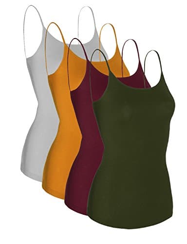 Mabssi Women's Plain Camisole Cami Tank Top 4 Pack, X-Small