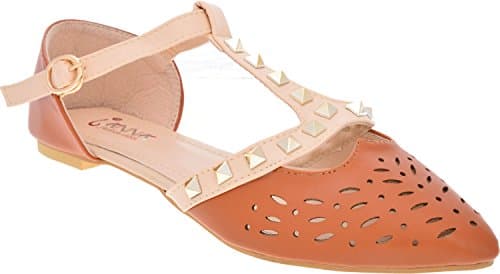 iAnna Stylish T-Strap Laser Cut Sandal