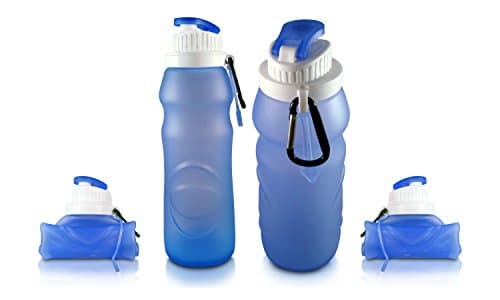 Collapsible Travel Water Bottle (2 PACK) - Foldable Silicone Design for Compact Outdoor/Indoor Use