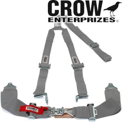 Crow Enterprizes Quick Release Grey Seat Belt 3 Inch Lap 2 Inch Shoulders 3 Point Y-Type