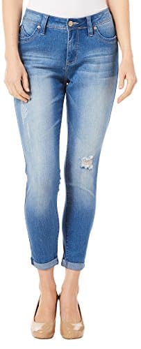 Royalty by YMI Womens Distressed Roll Cuff Jeans 12 Light wash